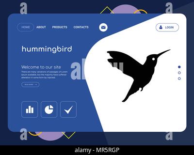 Die Qualität einer Seite kolibri Website Template Vector EPS, moderne Web Design mit flachem UI-Elemente und Landschaft Illustration, ideal für Landing Page Stock Vektor