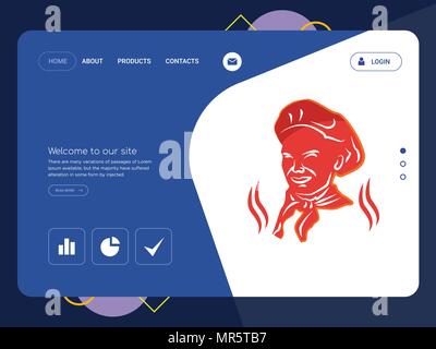 Die Qualität einer Seite Website Template Vector EPS, moderne Web Design mit flachem UI-Elemente und Landschaft Illustration, ideal für Landing Page Stock Vektor