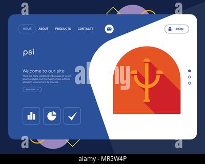 Die Qualität einer Seite psi-Website Template Vector EPS, moderne Web Design mit flachem UI-Elemente und Landschaft Illustration, ideal für Landing Page Stock Vektor