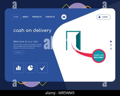 Die Qualität einer Seite Nachnahme Website Template Vector EPS, moderne Web Design mit flachem UI-Elemente und Landschaft Illustration, ideal für die Landung p Stock Vektor