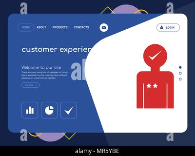 Die Qualität einer Seite Customer Experience Website Template Vector EPS, moderne Web Design mit flachem UI-Elemente und Landschaft Illustration, ideal für landin Stock Vektor