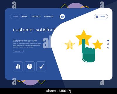 Die Qualität einer Seite Kundenzufriedenheit Website Template Vector EPS, moderne Web Design mit flachem UI-Elemente und Landschaft Illustration, ideal für Land Stock Vektor