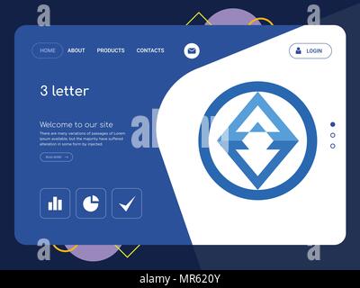 Die Qualität einer Seite 3 Brief Website Template Vector EPS, moderne Web Design mit flachem UI-Elemente und Landschaft Illustration, ideal für Landing Page Stock Vektor