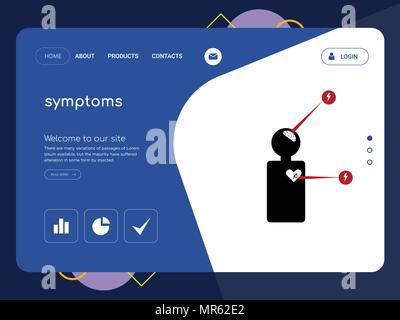 Die Qualität einer Seite Symptome Website Template Vector EPS, moderne Web Design mit flachem UI-Elemente und Landschaft Illustration, ideal für Landing Page Stock Vektor