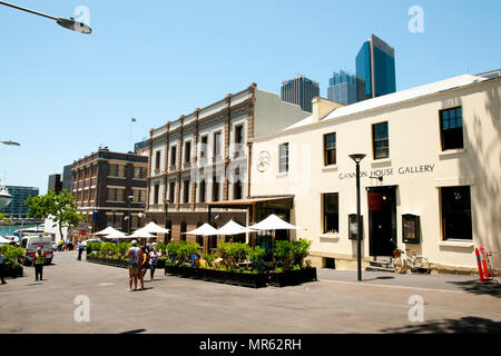 SYDNEY, AUSTRALIEN - 12 Dezember, 2016: Argyle Street im historischen Viertel "The Rocks" Stockfoto