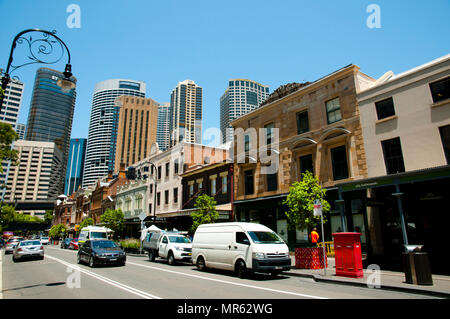 SYDNEY, AUSTRALIEN - 12 Dezember, 2016: Argyle Street im historischen Viertel "The Rocks" Stockfoto