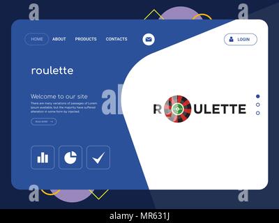 Die Qualität einer Seite roulette Website Template Vector EPS, moderne Web Design mit flachem UI-Elemente und Landschaft Illustration, ideal für Landing Page Stock Vektor