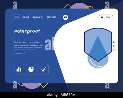 Die Qualität einer Seite wasserdicht Website Template Vector EPS, moderne Web Design mit flachem UI-Elemente und Landschaft Illustration, ideal für Landing Page Stock Vektor