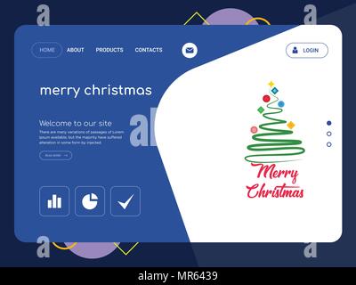 Die Qualität einer Seite frohe Weihnachten Website Template Vector EPS, moderne Web Design mit flachem UI-Elemente und Landschaft Illustration, ideal für die Landung pa Stock Vektor