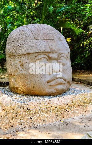 Riesige Olmec Steinkopf - Villahermosa, Mexiko Stockfoto