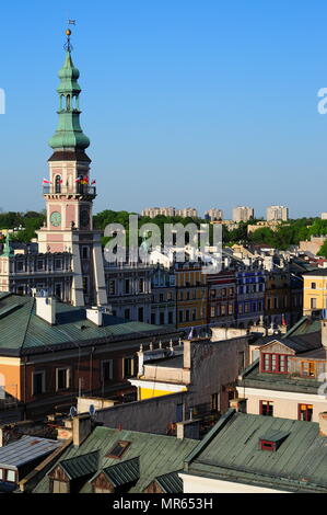 Guildhall, Rathaus in Zamosc, Polen Mai 2018. Stockfoto