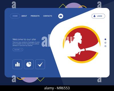 Die Qualität einer Seite Website Template Vector EPS, moderne Web Design mit flachem UI-Elemente und Landschaft Illustration, ideal für Landing Page Stock Vektor