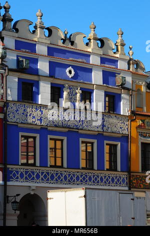 Bunte Häuser am Rynek Wielki, Altstadt, UNESCO-Weltkulturerbe, Zamosc, Polen, Europa, Mai 2018. Stockfoto