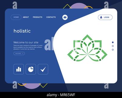 Die Qualität einer Seite ganzheitliche Website Template Vector EPS, moderne Web Design mit flachem UI-Elemente und Landschaft Illustration, ideal für Landing Page Stock Vektor
