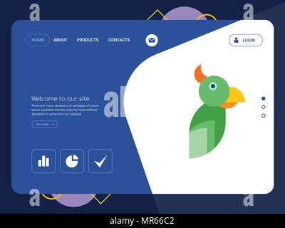 Die Qualität einer Seite Website Template Vector EPS, moderne Web Design mit flachem UI-Elemente und Landschaft Illustration, ideal für Landing Page Stock Vektor