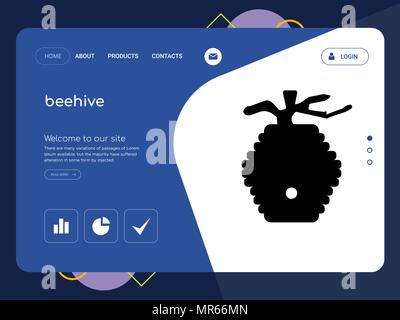 Die Qualität einer Seite bienenstock Website Template Vector EPS, moderne Web Design mit flachem UI-Elemente und Landschaft Illustration, ideal für Landing Page Stock Vektor