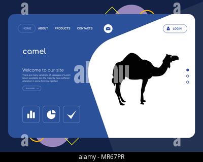 Die Qualität einer Seite camel Website Template Vector EPS, moderne Web Design mit flachem UI-Elemente und Landschaft Illustration, ideal für Landing Page Stock Vektor