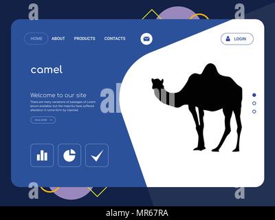 Die Qualität einer Seite camel Website Template Vector EPS, moderne Web Design mit flachem UI-Elemente und Landschaft Illustration, ideal für Landing Page Stock Vektor