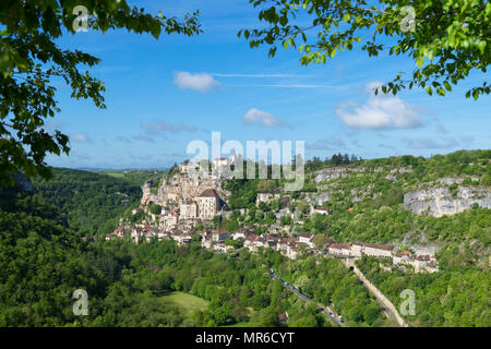 Blick auf die historische Stadt Rocamadour, Lot, Frankreich Stockfoto