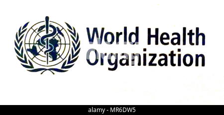 Logo der WHO (World Health Organisation), die innerhalb der Vereinten Nationen Stockfoto