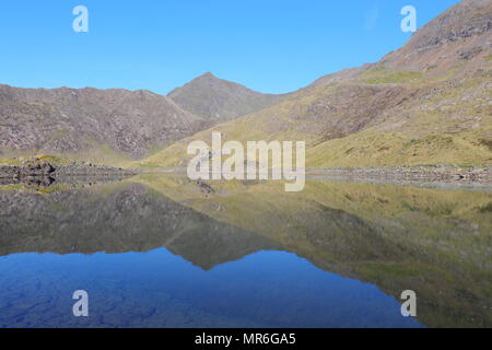 Llyn Lladaw Reflexionen an Snowdon Stockfoto