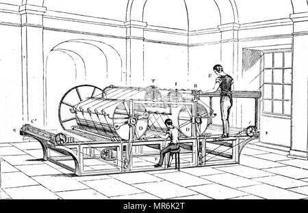 Gravur, Das Eine Applegarth Und Cowper Druckmaschine. Diese Dampfbetriebene  Maschine War Eine Entwicklung Des Königs 1814 Prototyp Und Wurde 1818  Patentiert. Vom 19. Jahrhundert Stockfotografie - Alamy