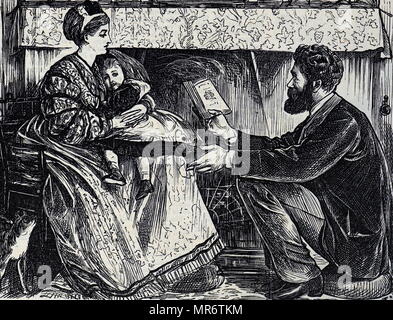 Cartoon mit dem Titel "einem logischen Widerlegung der Herr Darwins Theorie" - ein Vater versucht, Darwins Theorie zu seiner Frau und seiner Tochter zu erklären. Mit Ill. von George Du Maurier (1834-1896) eine französisch-britische Zeichner und Autor. Vom 19. Jahrhundert Stockfoto