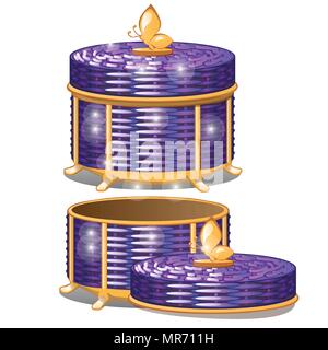 Der runde Weidenkörbe mit Deckel. Vector Illustration. Stock Vektor