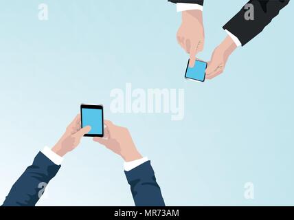 Die Unternehmer halten Handy Illustration - Business Communication Konzept Stockfoto