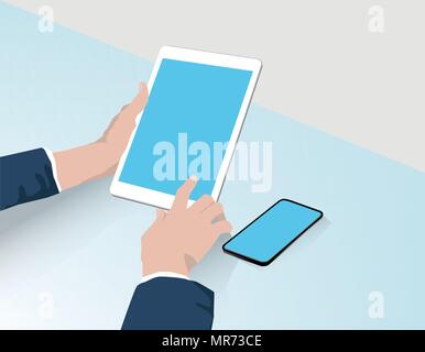 Holding tablet Illustration - Business Communication Konzept Stockfoto