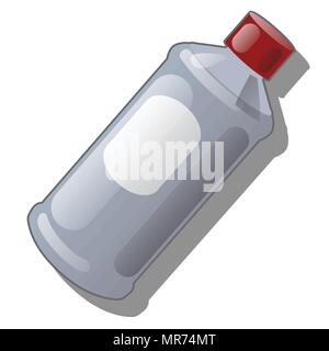 Flasche grau Kunststoff mit roter Kappe auf weißem Hintergrund. Vector Illustration. Stock Vektor