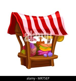 Market Street Food auf weißem Hintergrund. Vektor cartoon Close-up Abbildung. Stock Vektor