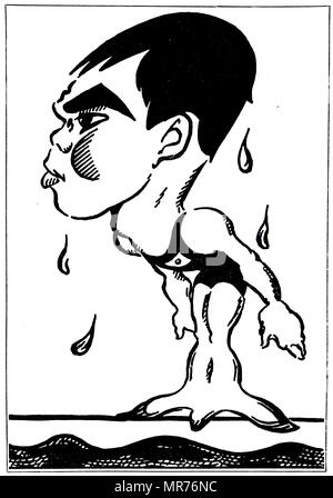 Cartoon zeichnen von shozo Makino (1915 - 1987) im Jahr 1932 Olympische Spiele. Stockfoto