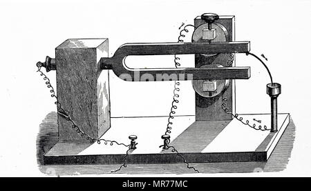 Gravur, Hermann von Helmholtz Unterbrecher. Hermann von Helmholtz (1821-1894) Der deutsche Arzt und Physiker. Vom 19. Jahrhundert Stockfoto