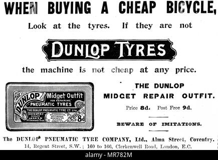 Werbung für Dunlop Reifen. Vom 20. Jahrhundert Stockfoto