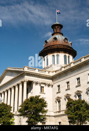 Eine vertikale Zusammensetzung des Kapitals Statehouse Dome in Kolumbien Sout Carolina Stockfoto