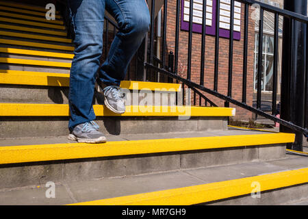Sicherheit, Gelb, Treppe, Stockfoto