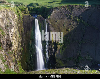 Die speke Mühle Mund Wasserfall in der Nähe von Hartland Quay in North Devon Stockfoto