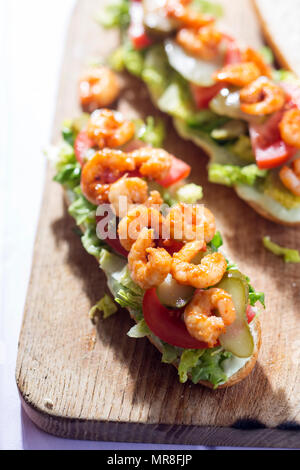 Po boy Sandwich mit Garnelen Stockfoto