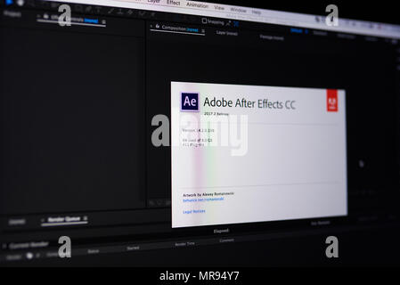 New York, USA - 25. Mai 2018: Adobe After Effect Menu auf Laptop Nahaufnahme der Anzeige Stockfoto