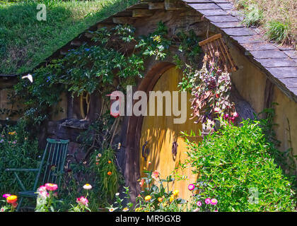 Hobbit Loch in Hobbiton, Nz Stockfoto