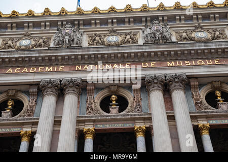 Die Nationale Akademie der Musik, Académie Nationale de Musique, befindet sich in der Pariser Oper. Stockfoto