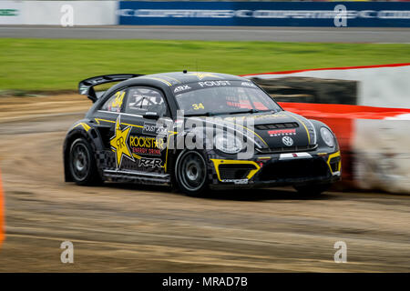 Towcester, Northamptonshire, Großbritannien. 26 Mai, 2018. Amerika Rallycross Treiber Tanner Foust (USA) und Volkswagen Andretti Rallycross Laufwerke während Amerika Rallycross Meisterschaft in Silverstone (Foto durch Gergo Toth/Alamy Live-Nachrichten) Stockfoto