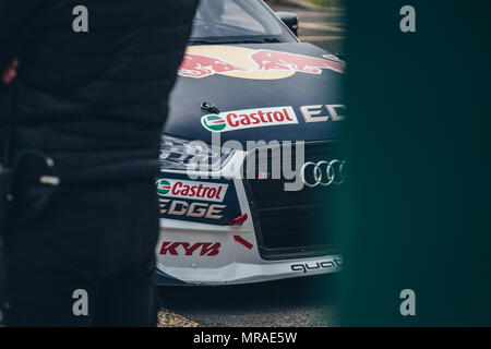 Towcester, Northamptonshire, Großbritannien. 26 Mai, 2018. FIA World Rallycross Fahrer Mattias Ekström (SWE) und EKS-Audi Sport) während der FIA World Rallycross Meisterschaft in Silverstone (Foto durch Gergo Toth/Alamy Live-Nachrichten) Stockfoto