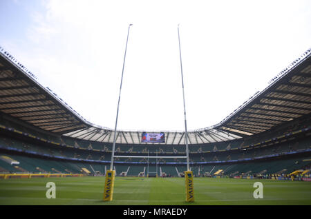 Twickenham Stadium, London, UK. 26 Mai, 2018. Aviva Rugby Premiership final, Exeter gegen Sarazenen; Allgemeine Ansicht von Twickenham Stadion vor dem Spiel Quelle: Aktion plus Sport/Alamy leben Nachrichten Stockfoto