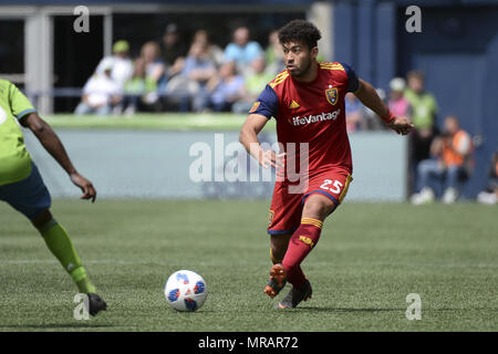 Seattle, Washington, USA. 26 Mai, 2018. MLS Fußball 2018: RSL DANILO ACOSTA (25), die in Aktion als Real Salt Lake besucht den Seattle Sounders in einem MLS-Match im Century Link Feld in Seattle, WA. Credit: Jeff Halstead/ZUMA Draht/Alamy leben Nachrichten Stockfoto