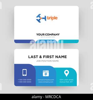 Dreibettzimmer, Business Card design Vorlage, die Sie für Ihre Firma, modernen, kreativen und sauber Personalausweis Vektor Stock Vektor