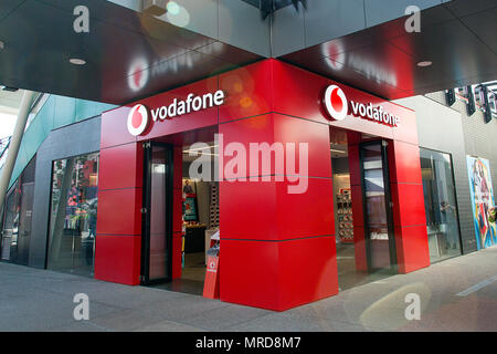 Melbourne, Australien: 07 April, 2018: Vodafone Australien oder Vodafone Hutchison Australien Telekommunikation Vodafone Marke in Australien. Stockfoto