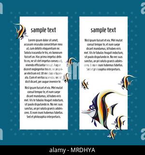Skizze Karte mit Platz für Text und Fisch zanclus Dais. Ein Beispiel für das Plakat, Einladung oder andere Karten. Vector Illustration. Stock Vektor