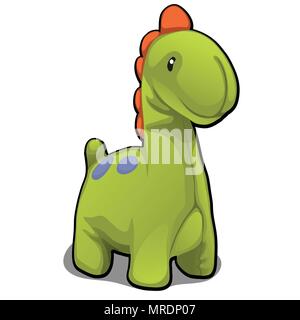 Plüsch Spielzeug in der Form der grüne Dinosaurier auf weißem Hintergrund. Vektor cartoon Close-up Abbildung. Stock Vektor